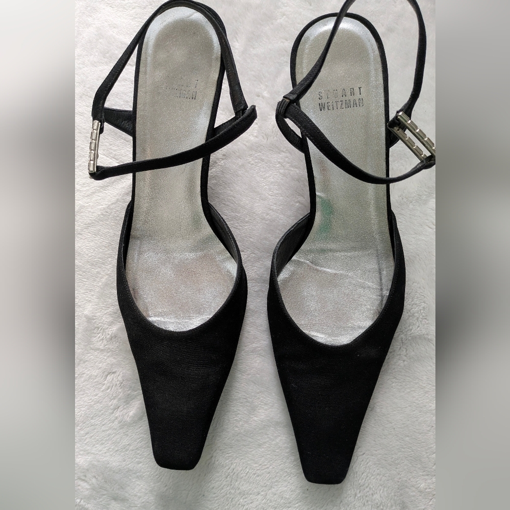 Stuart Weitzman Black Women's Shoes Heels Cocktail Wedding Bridal